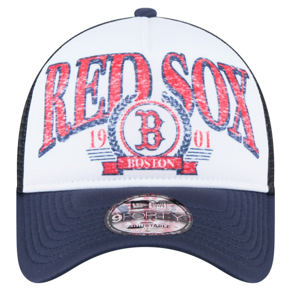Boston Red Sox New Era Distressed 9FORTY A-Frame Adjustable Trucker Hat Lifestyle
