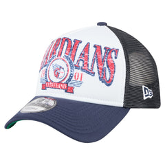 Cleveland Guardians New Era Distressed 9FORTY A-Frame Adjustable Trucker Hat On Sale