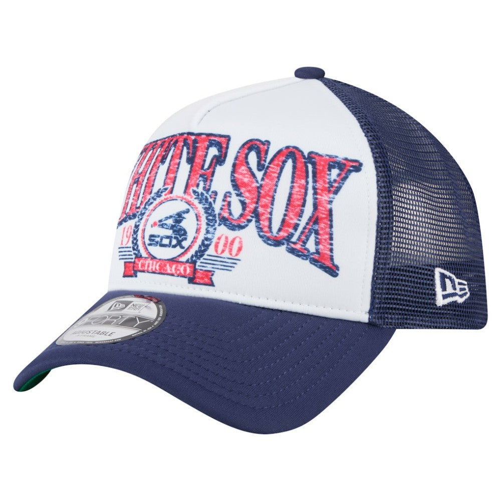 Chicago White Sox New Era Distressed 9FORTY A-Frame Adjustable Trucker Hat Sale