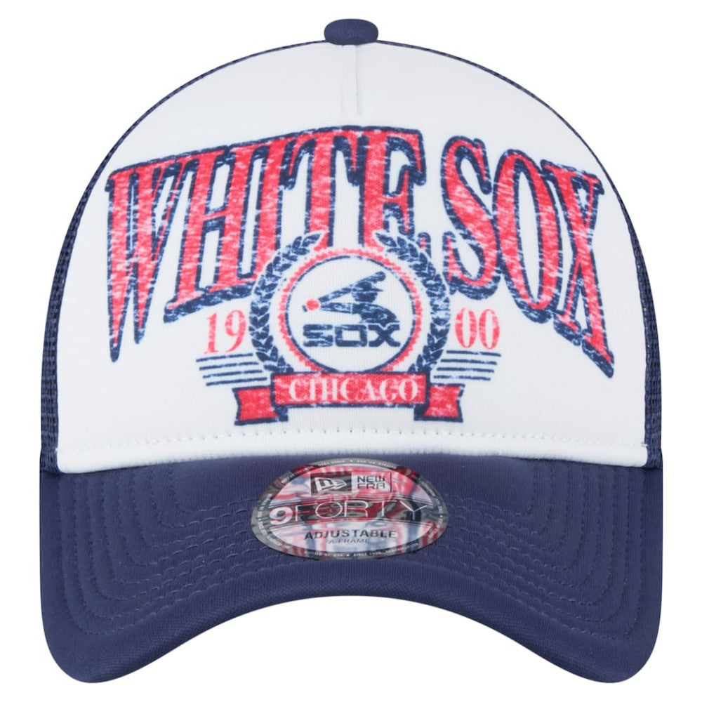 Chicago White Sox New Era Distressed 9FORTY A-Frame Adjustable Trucker Hat Sale