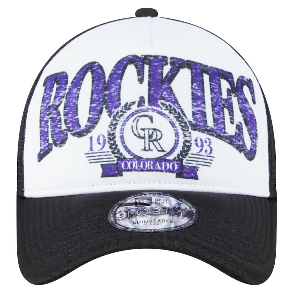 Colorado Rockies New Era Distressed 9FORTY A-Frame Adjustable Trucker Hat On Sale