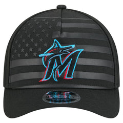 Miami Marlins New Era American Flag 9FORTY M-Crown A-Frame Adjustable Hat Lifestyle