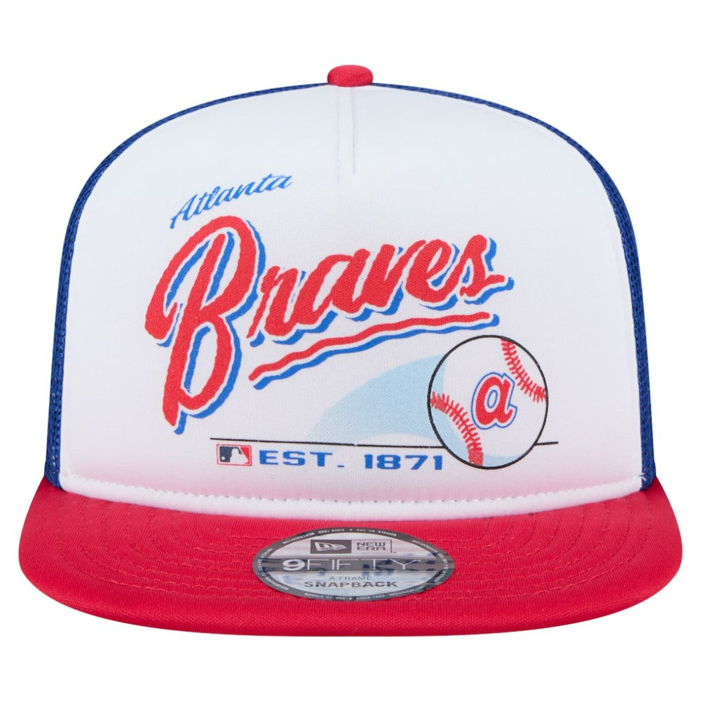 Atlanta Braves New Era Retro Script Trucker 9FIFTY Snapback Hat Lifestyle