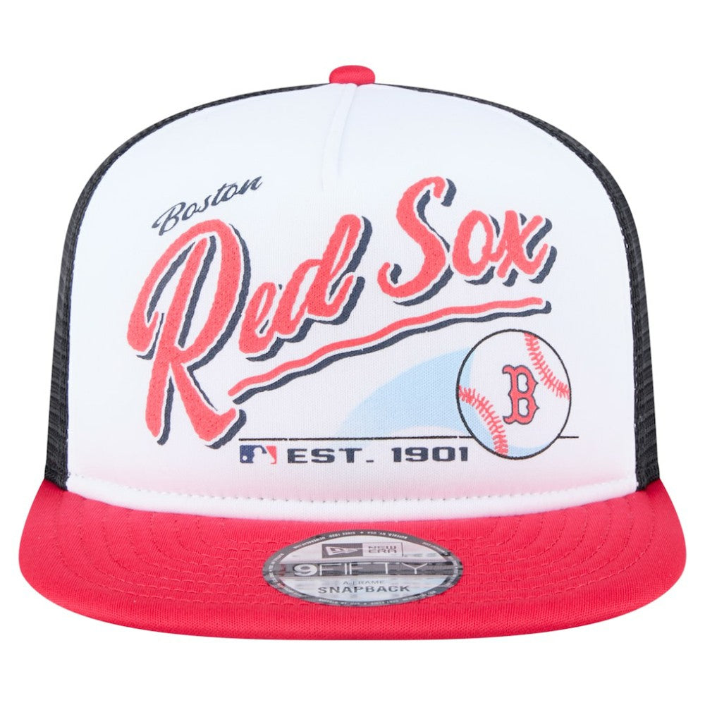 Boston Red Sox New Era Retro Script Trucker 9FIFTY Snapback Hat On Sale