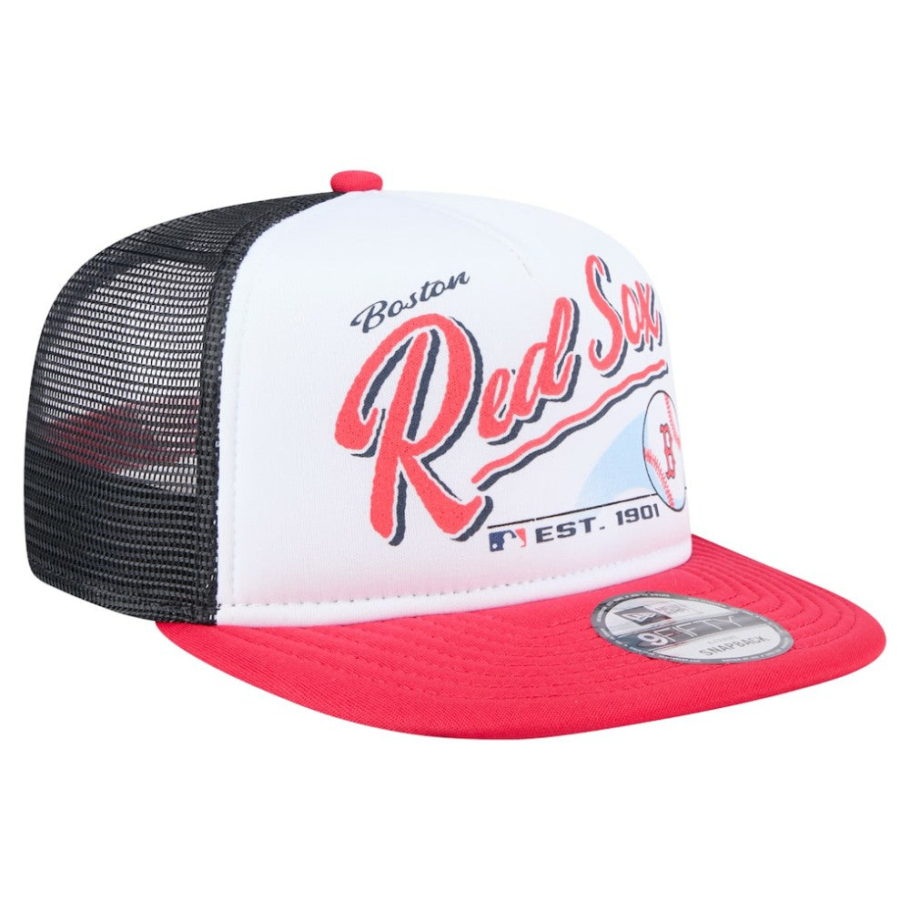 Boston Red Sox New Era Retro Script Trucker 9FIFTY Snapback Hat On Sale