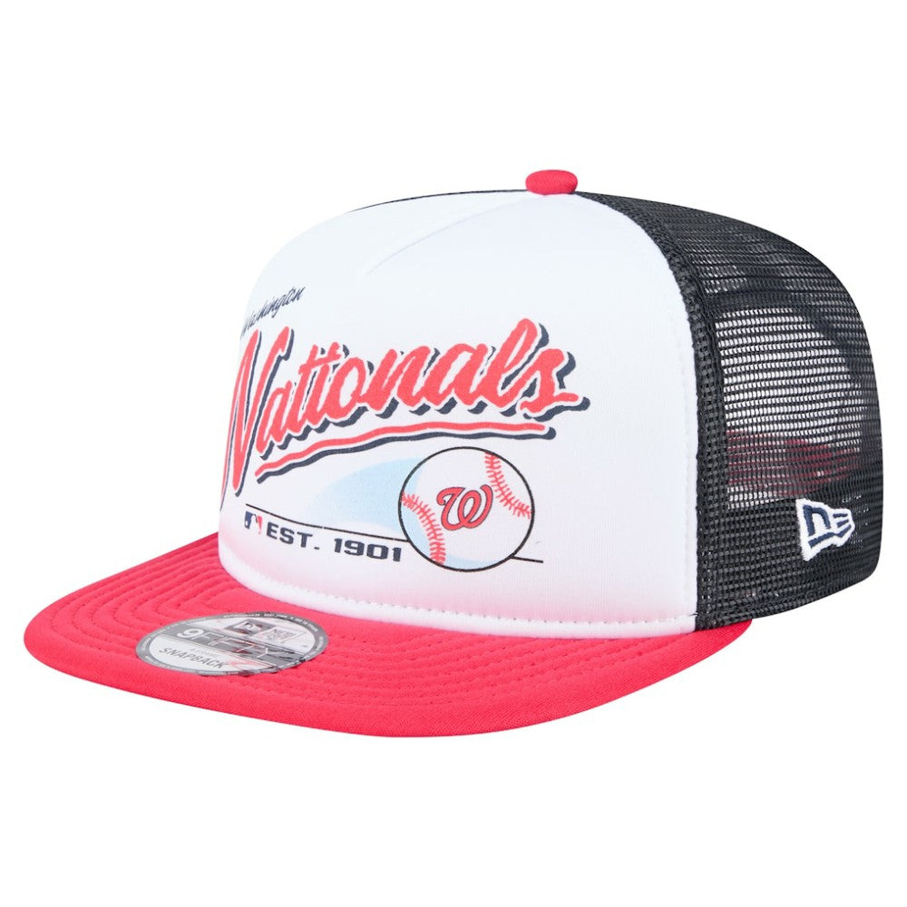Washington Nationals New Era Retro Script Trucker 9FIFTY Snapback Hat On Sale