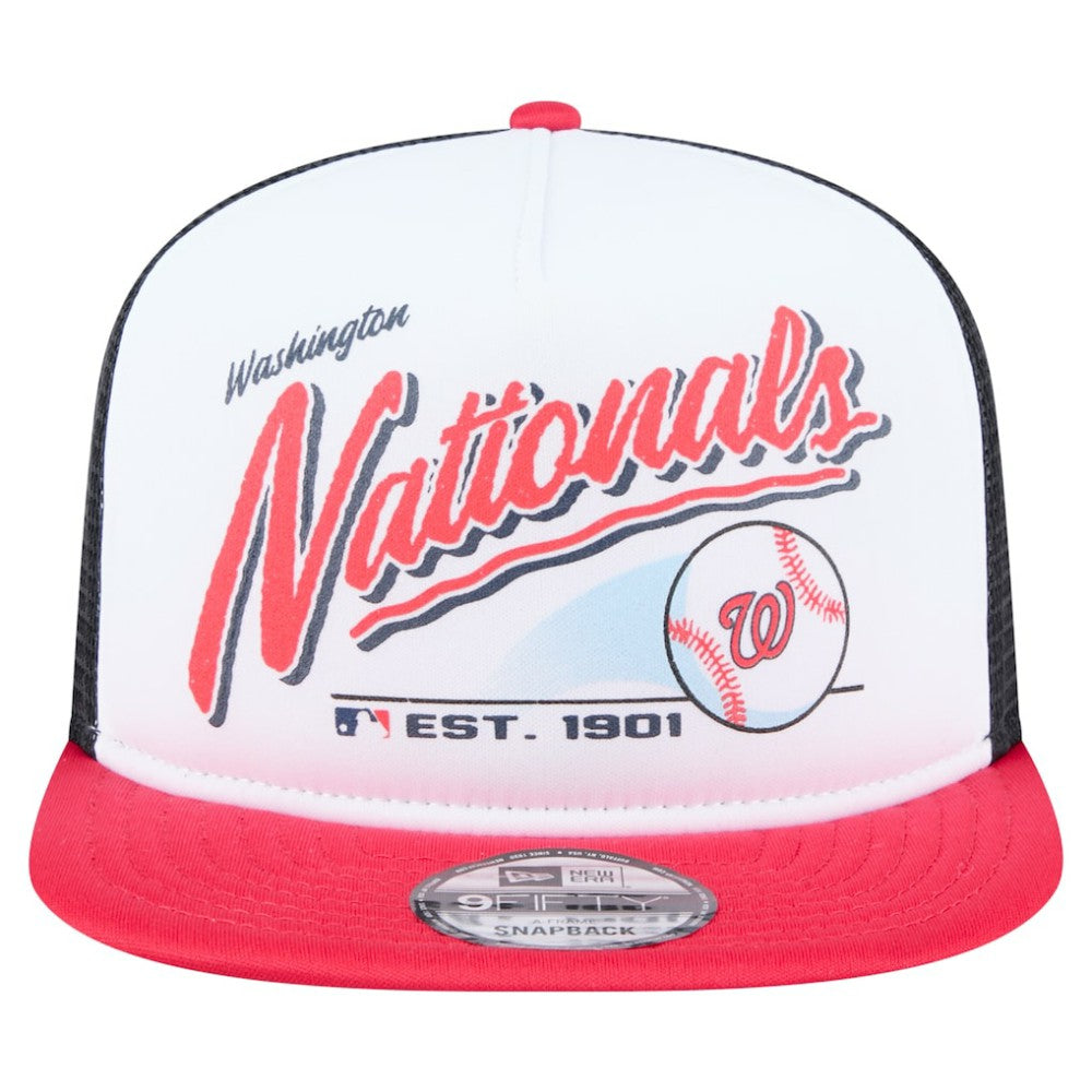 Washington Nationals New Era Retro Script Trucker 9FIFTY Snapback Hat On Sale