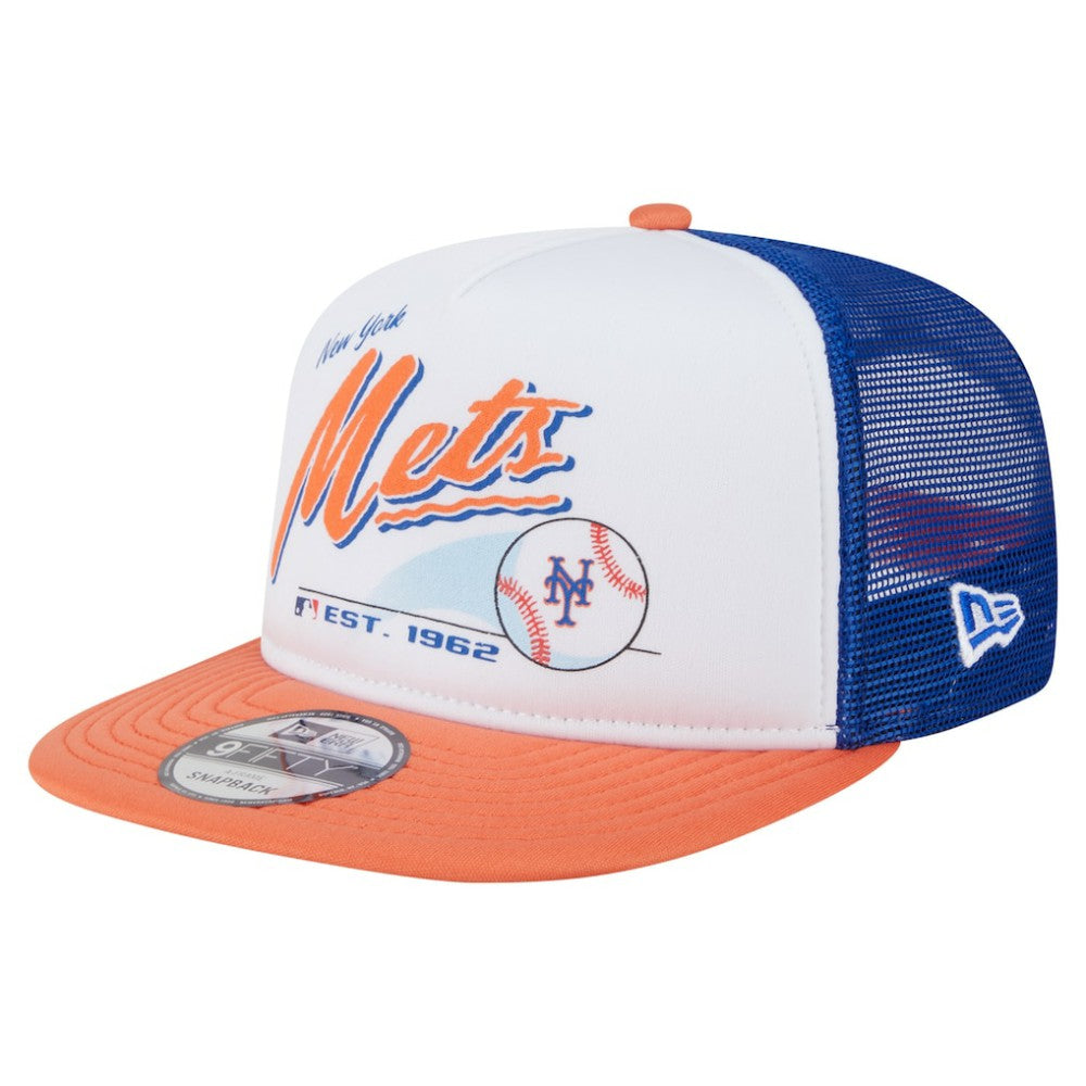 New York Mets New Era Retro Script Trucker 9FIFTY Snapback Hat for sale