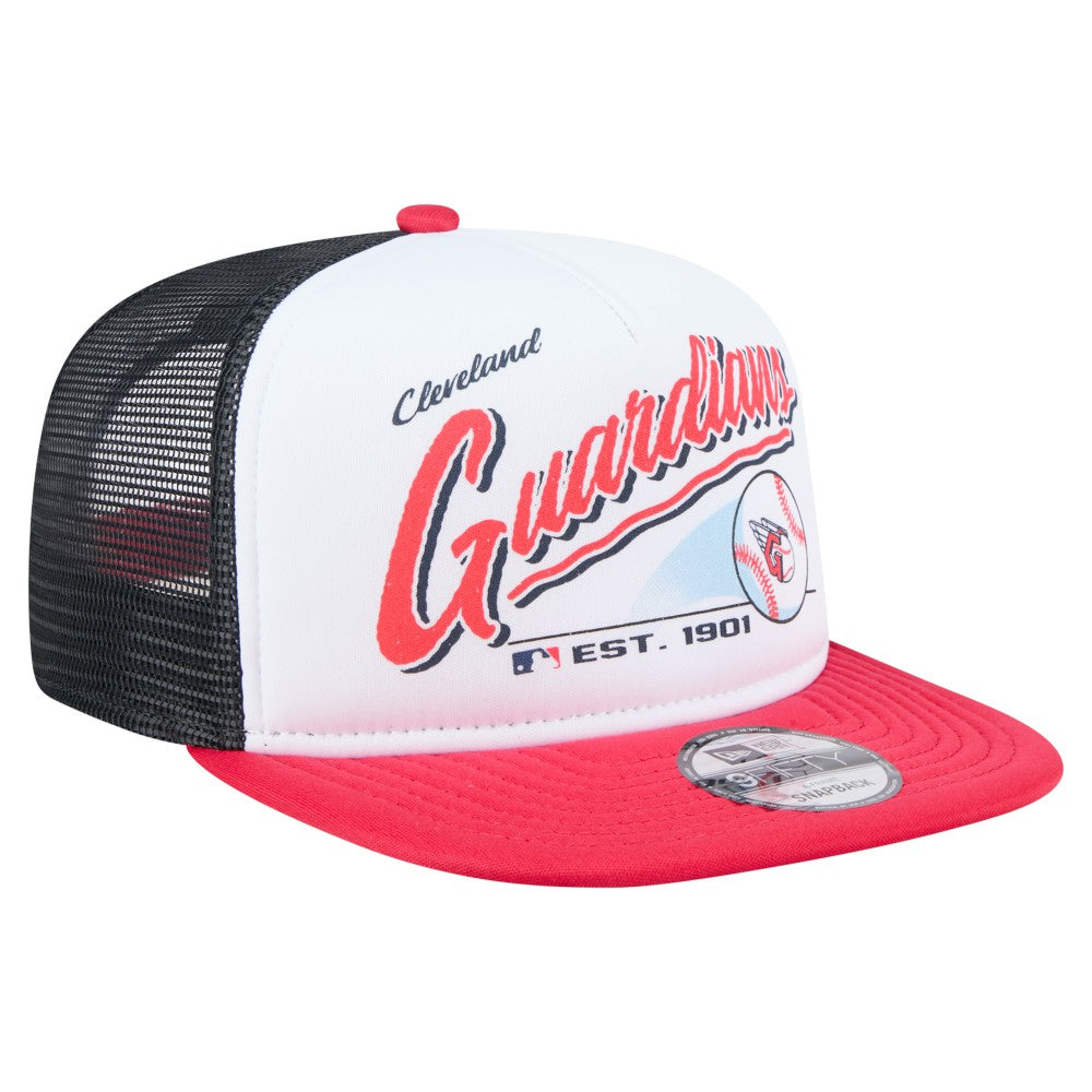 Cleveland Guardians New Era Retro Script Trucker 9FIFTY Snapback Hat Sale
