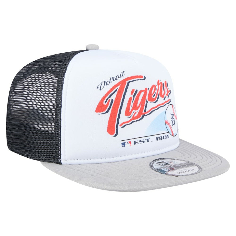 Detroit Tigers New Era Retro Script Trucker 9FIFTY Snapback Hat Online