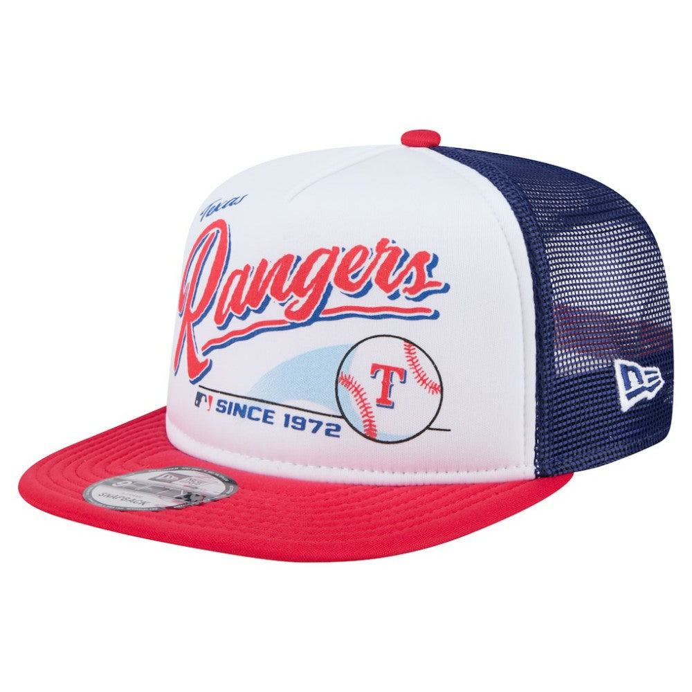 Texas Rangers New Era Retro Script Trucker 9FIFTY Snapback Hat for sale