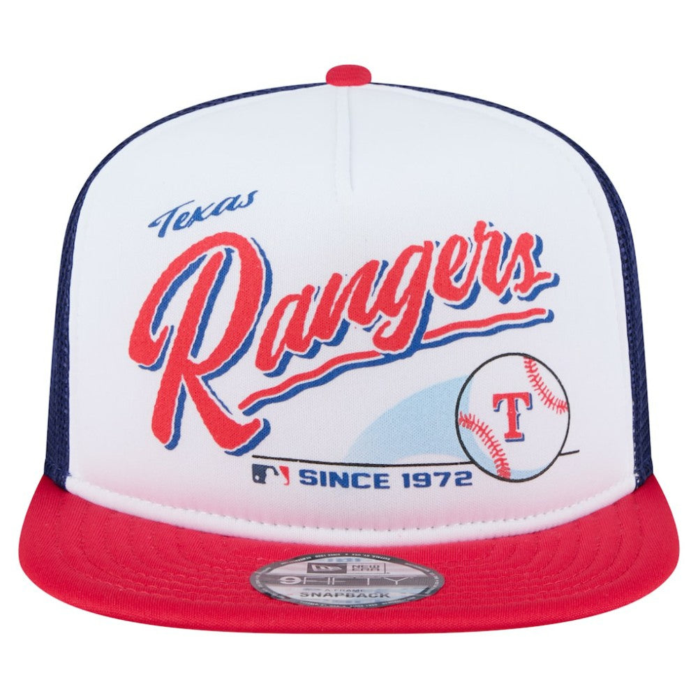 Texas Rangers New Era Retro Script Trucker 9FIFTY Snapback Hat for sale