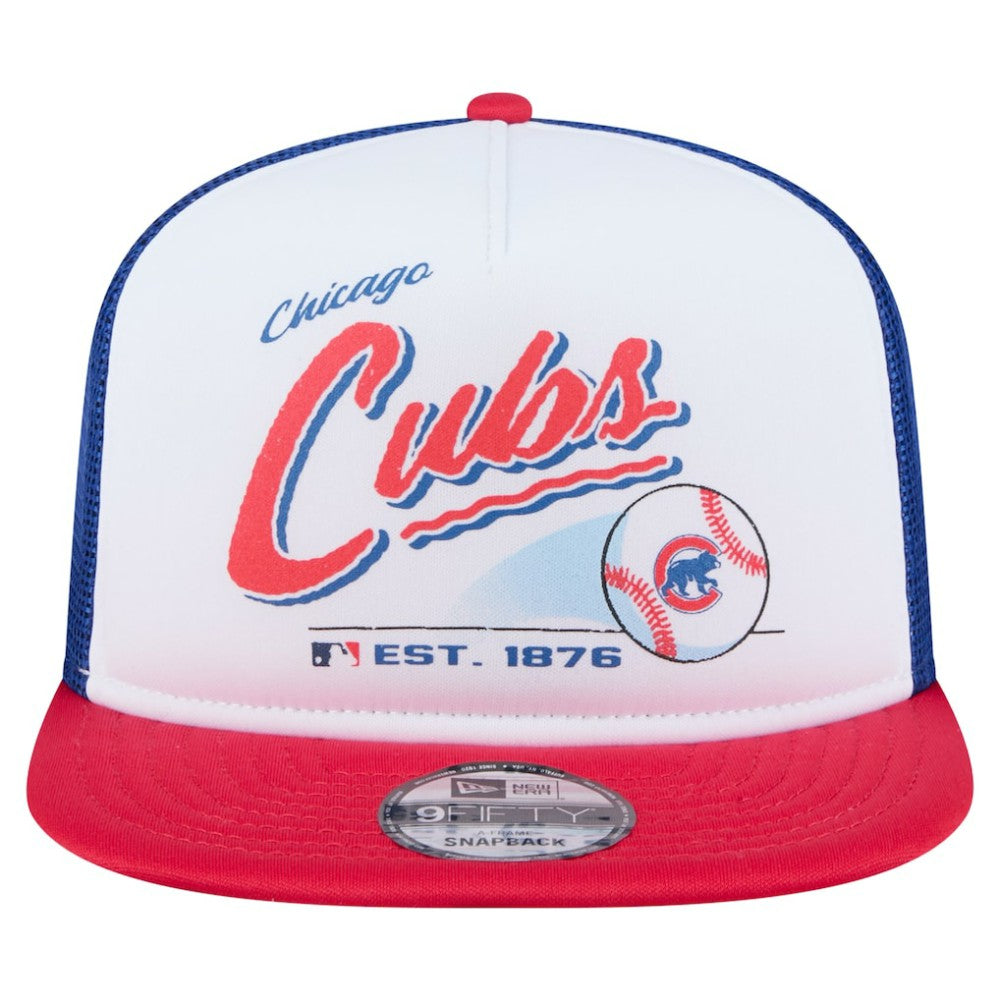 Chicago Cubs New Era Retro Script Trucker 9FIFTY Snapback Hat Online