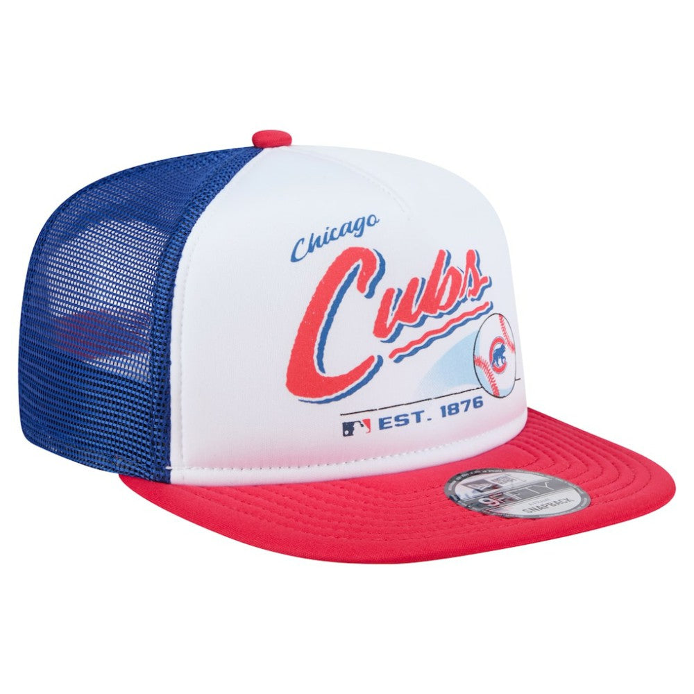 Chicago Cubs New Era Retro Script Trucker 9FIFTY Snapback Hat Online