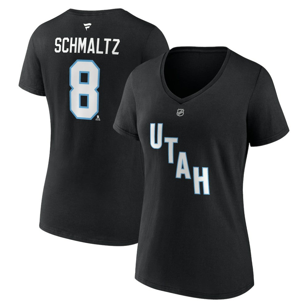 Nick Schmaltz Utah Mammoth - Fanatics Women's Authentic Stack Name & Number V-Neck T-Shirt Black