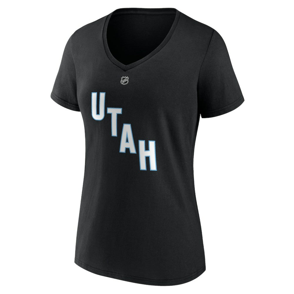 Nick Schmaltz Utah Mammoth - Fanatics Women's Authentic Stack Name & Number V-Neck T-Shirt Black