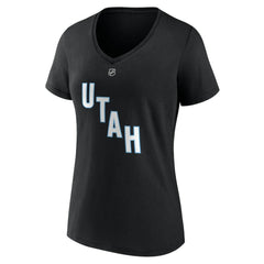 Nick Schmaltz Utah Mammoth - Fanatics Women's Authentic Stack Name & Number V-Neck T-Shirt Black