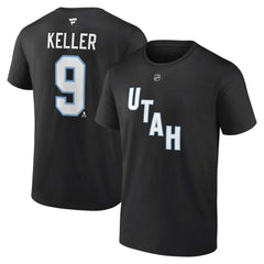 Clayton Keller Utah Mammoth - Fanatics Authentic Stack Name & Number T-Shirt Black