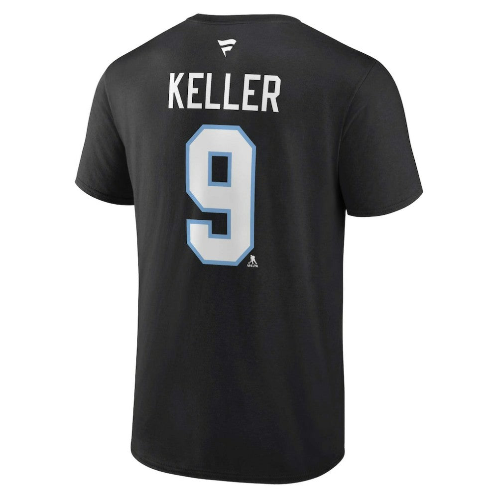 Clayton Keller Utah Mammoth - Fanatics Authentic Stack Name & Number T-Shirt Black