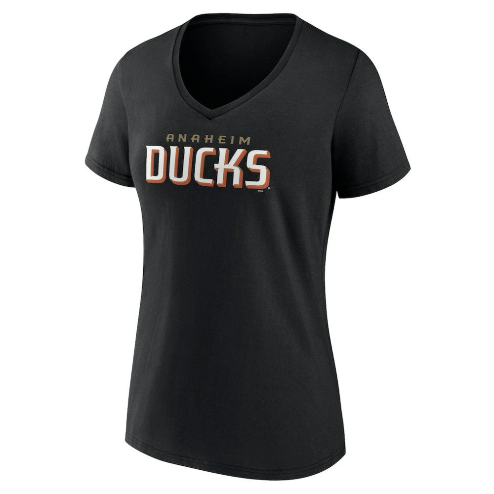 Anaheim Ducks - Women's Wordmark V-Neck T-Shirt – Black