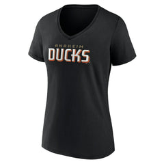 Anaheim Ducks - Women's Wordmark V-Neck T-Shirt – Black