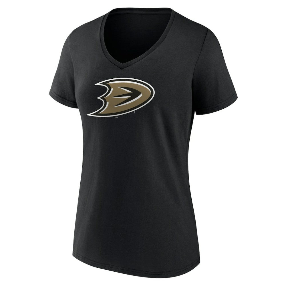 Anaheim Ducks - Women's Secondary Logo V-Neck T-Shirt – Black
