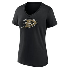 Anaheim Ducks - Women's Secondary Logo V-Neck T-Shirt – Black