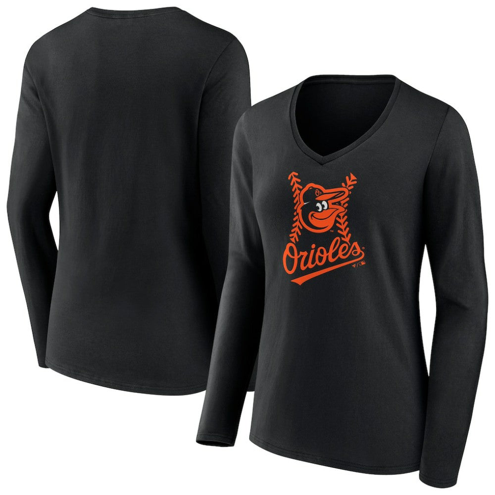 Baltimore Orioles Women's Fastball Long Sleeve V-Neck T-Shirt Lifestyle