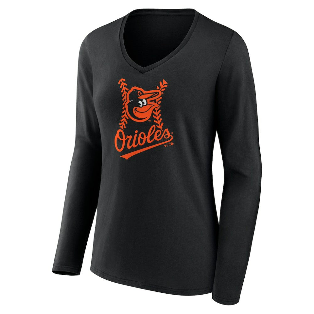 Baltimore Orioles Women's Fastball Long Sleeve V-Neck T-Shirt Lifestyle