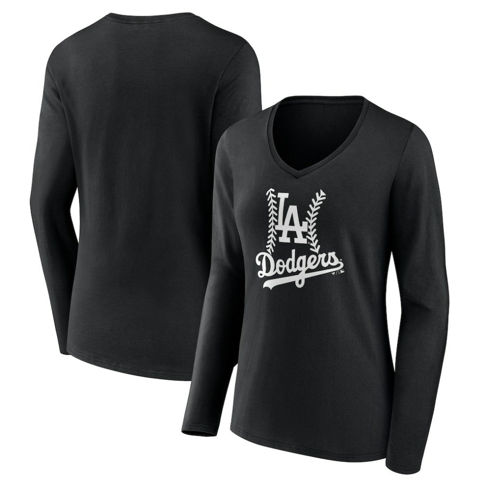 Los Angeles Dodgers Women's Fastball Long Sleeve V-Neck T-Shirt On Sale