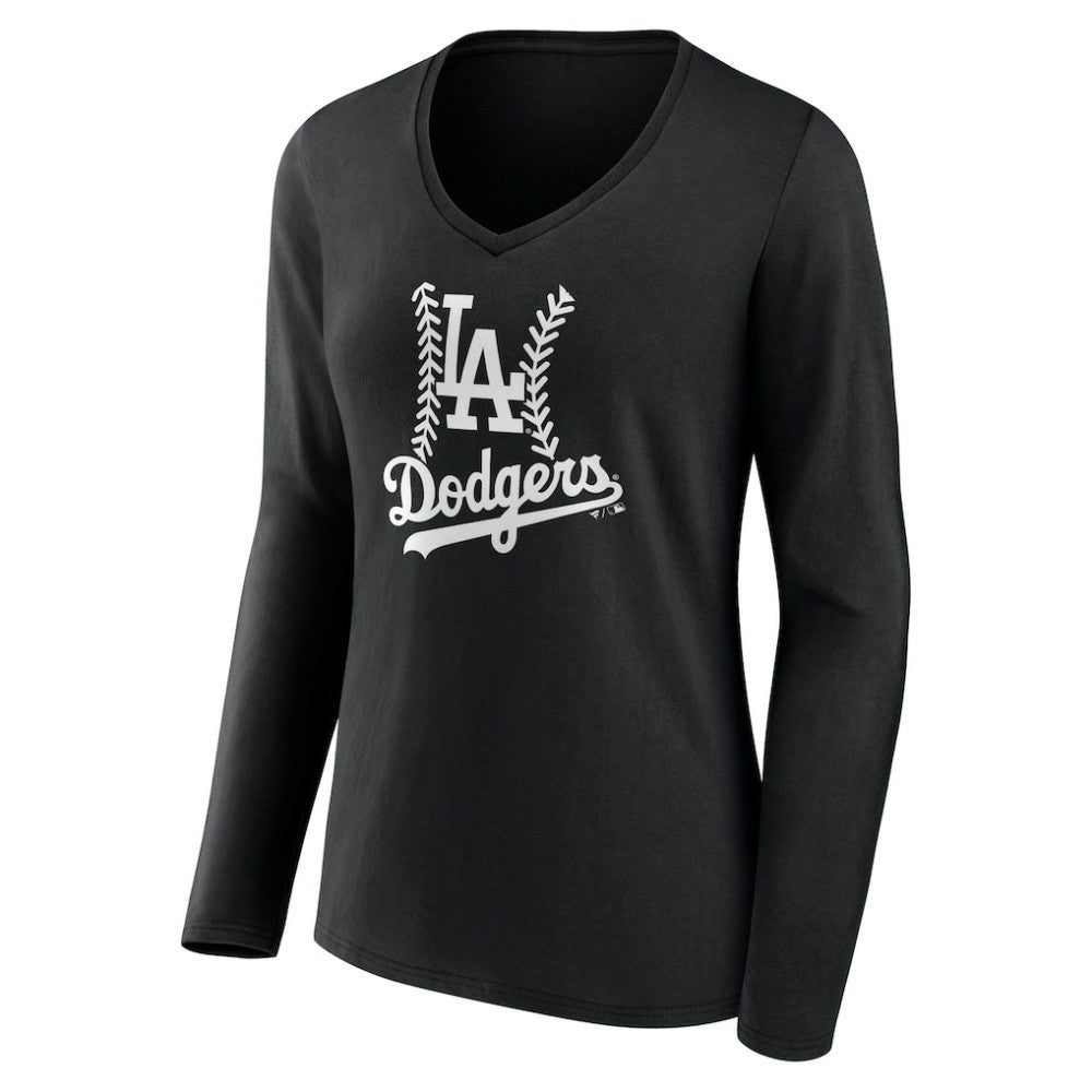 Los Angeles Dodgers Women's Fastball Long Sleeve V-Neck T-Shirt On Sale