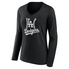 Los Angeles Dodgers Women's Fastball Long Sleeve V-Neck T-Shirt On Sale