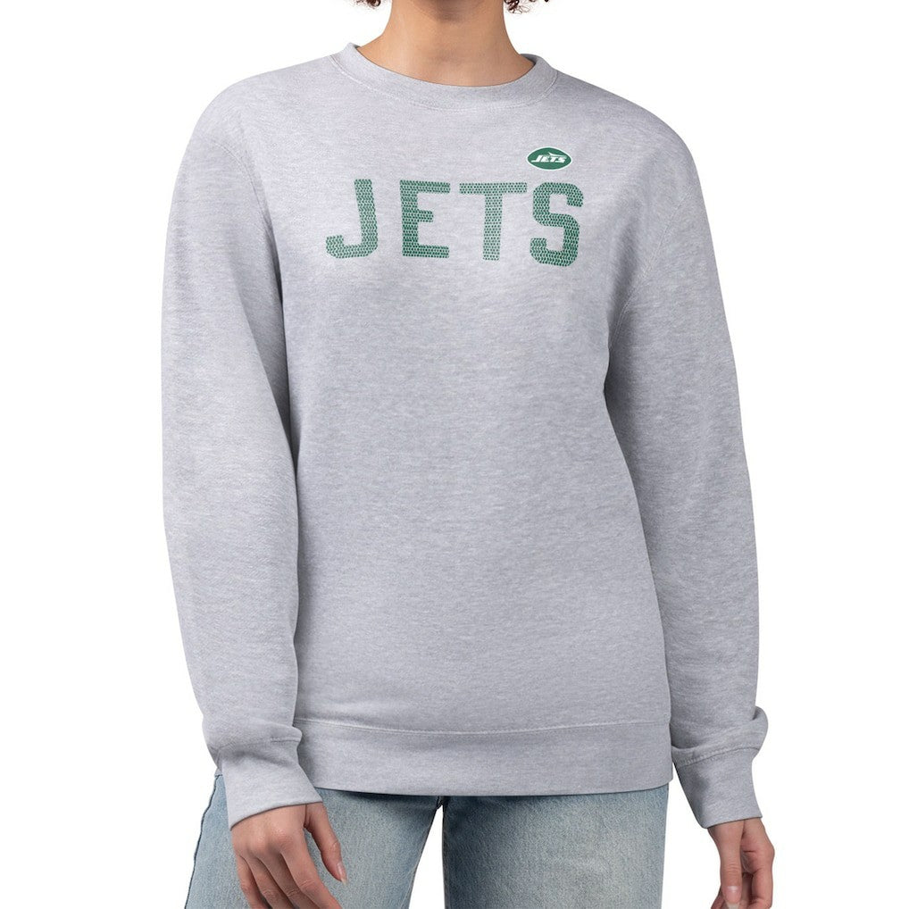 New York Jets G-III 4Her by Carl Banks Women's Dot Print Fleece Pullover Sweatshirt Heather Gray - NFL