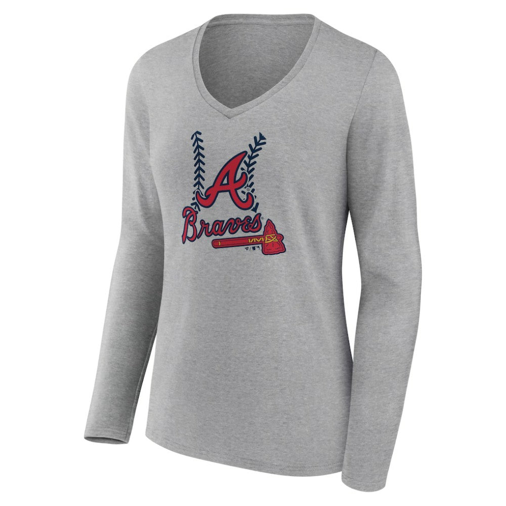 Atlanta Braves Women's Fastball Long Sleeve V-Neck T-Shirt Online