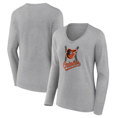 Baltimore Orioles Women's Fastball Long Sleeve V-Neck T-Shirt Online