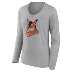 Baltimore Orioles Women's Fastball Long Sleeve V-Neck T-Shirt Online