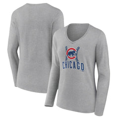 Chicago Cubs Women's Fastball Long Sleeve V-Neck T-Shirt Near Me