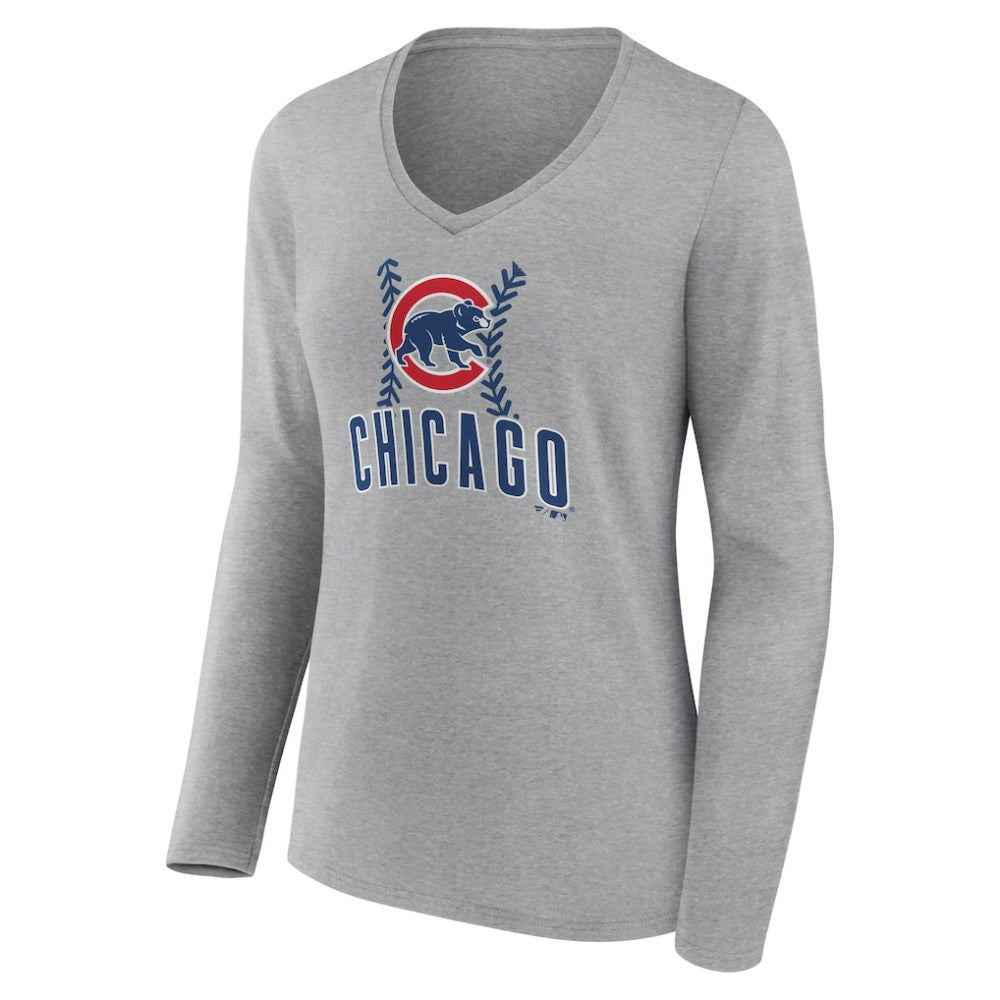 Chicago Cubs Women's Fastball Long Sleeve V-Neck T-Shirt Near Me