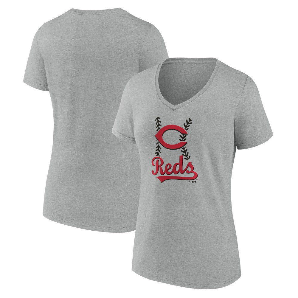 Cincinnati Reds Women's Fastball V-Neck T-Shirt On Sale