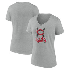 Cincinnati Reds Women's Fastball V-Neck T-Shirt On Sale