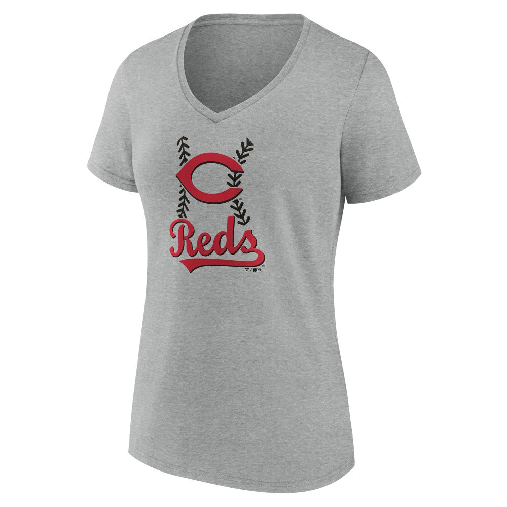 Cincinnati Reds Women's Fastball V-Neck T-Shirt On Sale