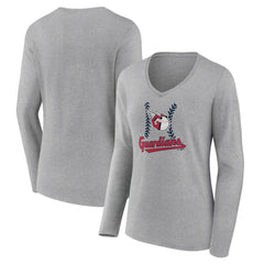 Cleveland Guardians Women's Fastball Long Sleeve V-Neck T-Shirt for sale
