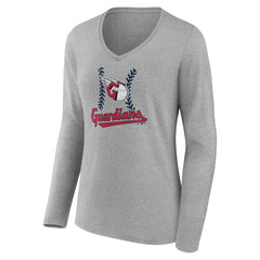 Cleveland Guardians Women's Fastball Long Sleeve V-Neck T-Shirt for sale