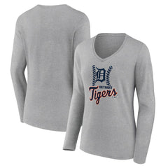Detroit Tigers Women's Fastball Long Sleeve V-Neck T-Shirt Near Me