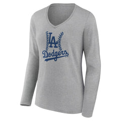 Los Angeles Dodgers Women's Fastball Long Sleeve V-Neck T-Shirt Lifestyle