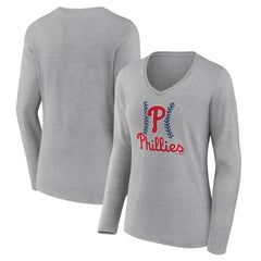 Philadelphia Phillies Women's Fastball Long Sleeve V-Neck T-Shirt Online
