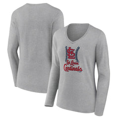 St. Louis Cardinals Women's Fastball Long Sleeve V-Neck T-Shirt Online