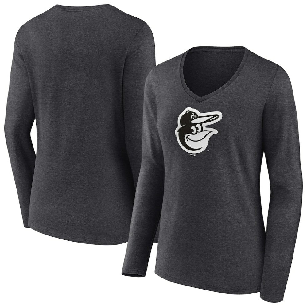 Baltimore Orioles Women's Monochrome Long Sleeve V-Neck T-Shirt Sale