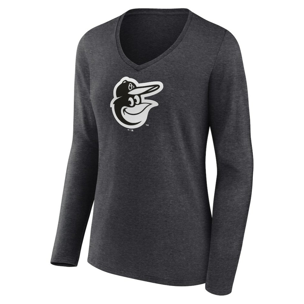 Baltimore Orioles Women's Monochrome Long Sleeve V-Neck T-Shirt Sale