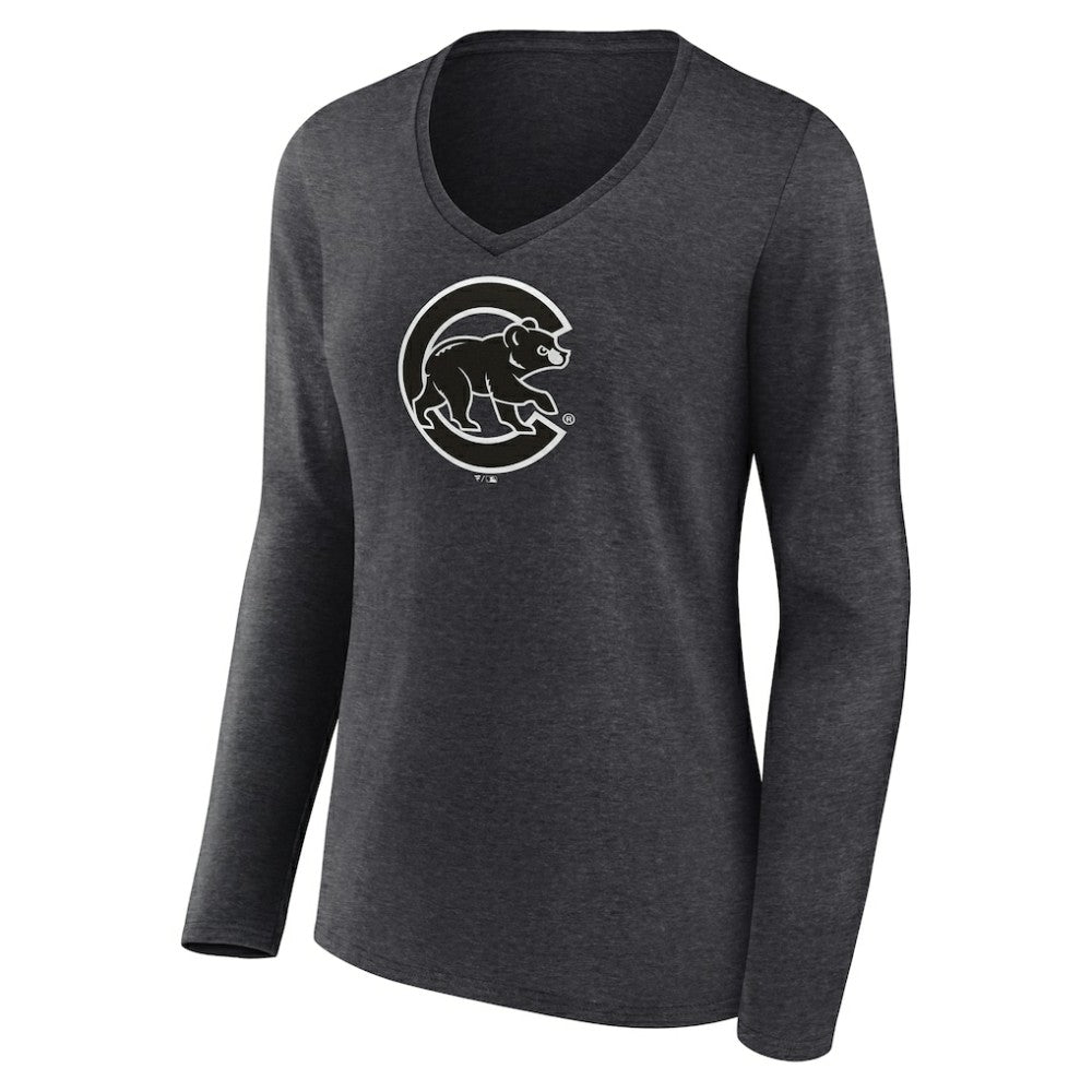 Chicago Cubs Women's Monochrome Long Sleeve V-Neck T-Shirt Online